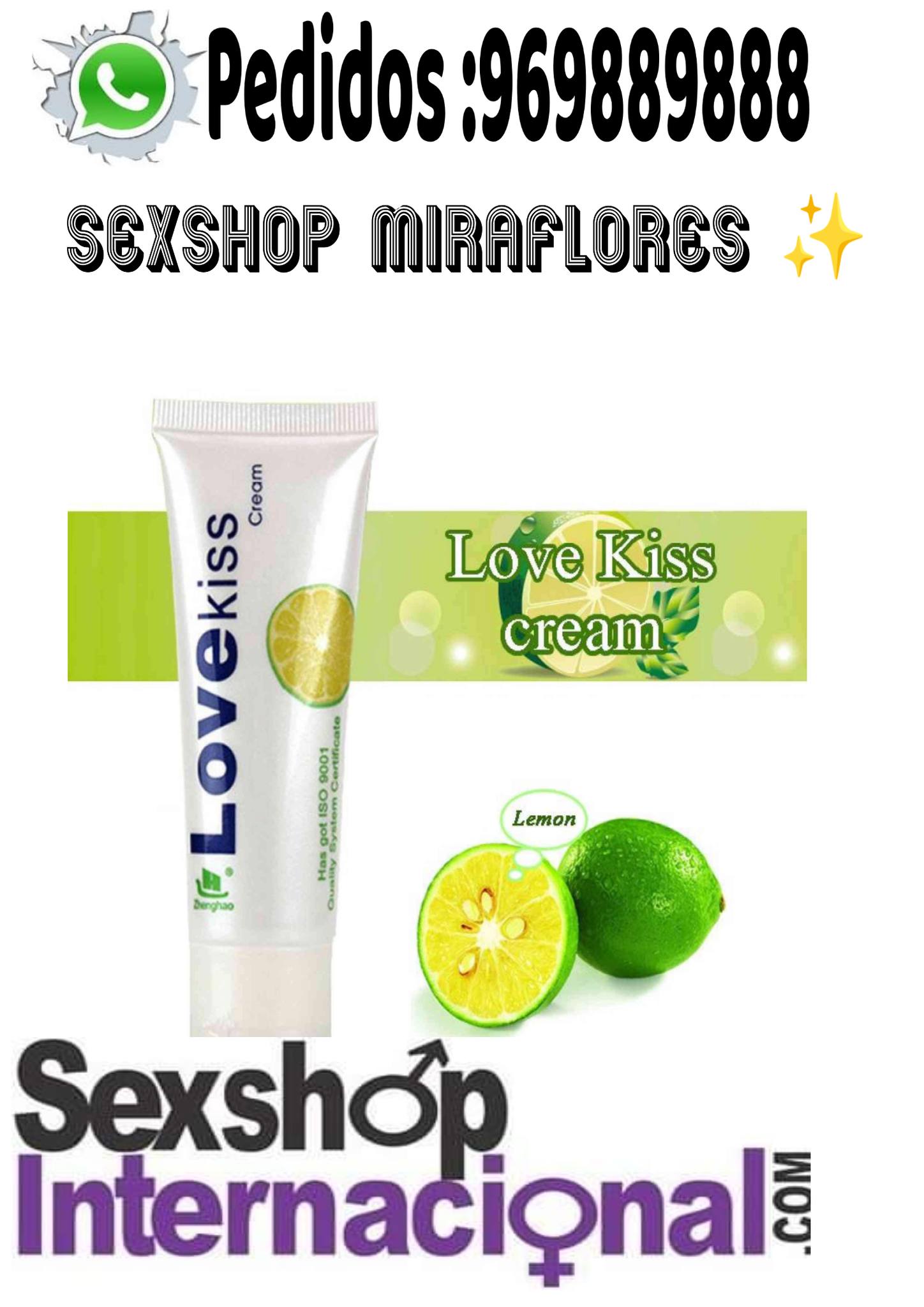 LUBRICANTE LOVE KISS DE SABOR LIMON-PARA UN BUEN SEXO ORAL-SEXSHOP MIRAFLORES 